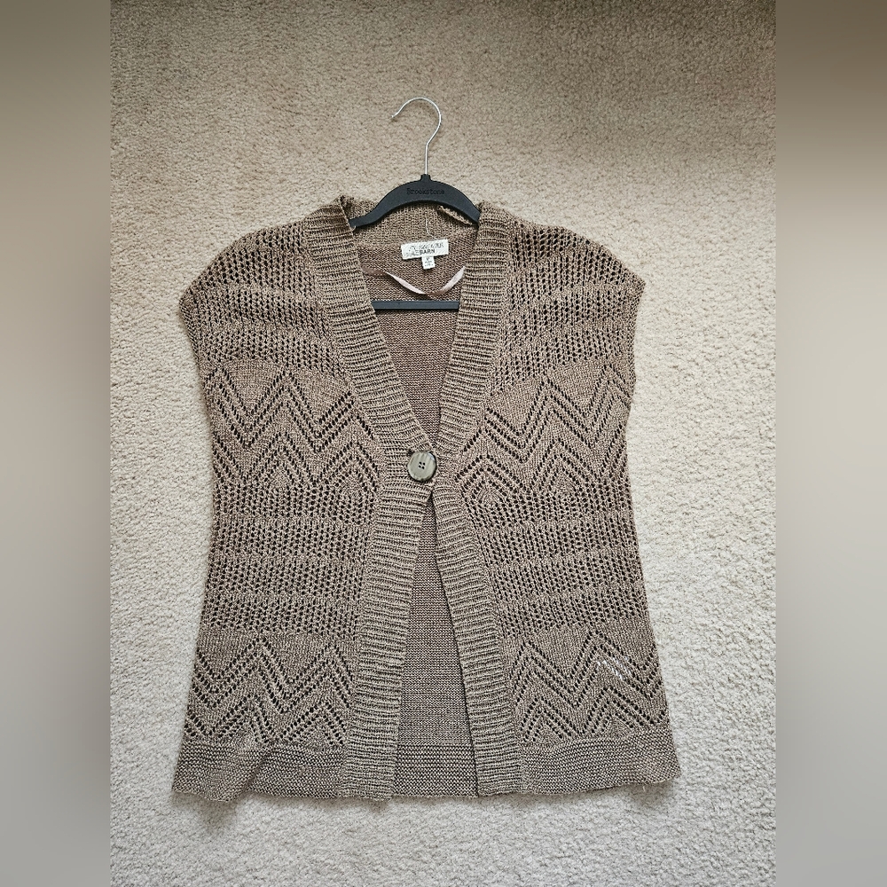 Sweater Barn Tan Knit Cardigan with Button Detail